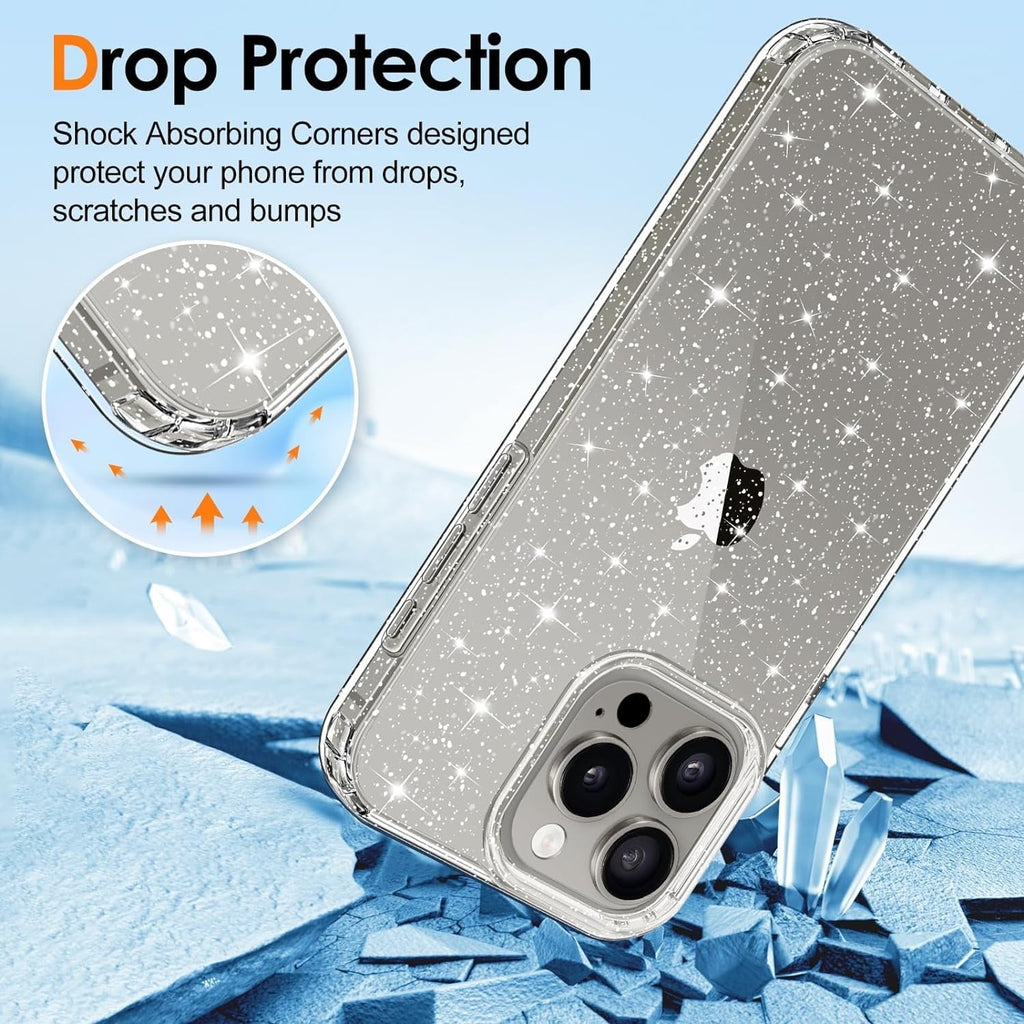 Entronix [Magnetic] Case Compatible with iPhone 15 Pro Max - [Hard Back] Glitter Clear