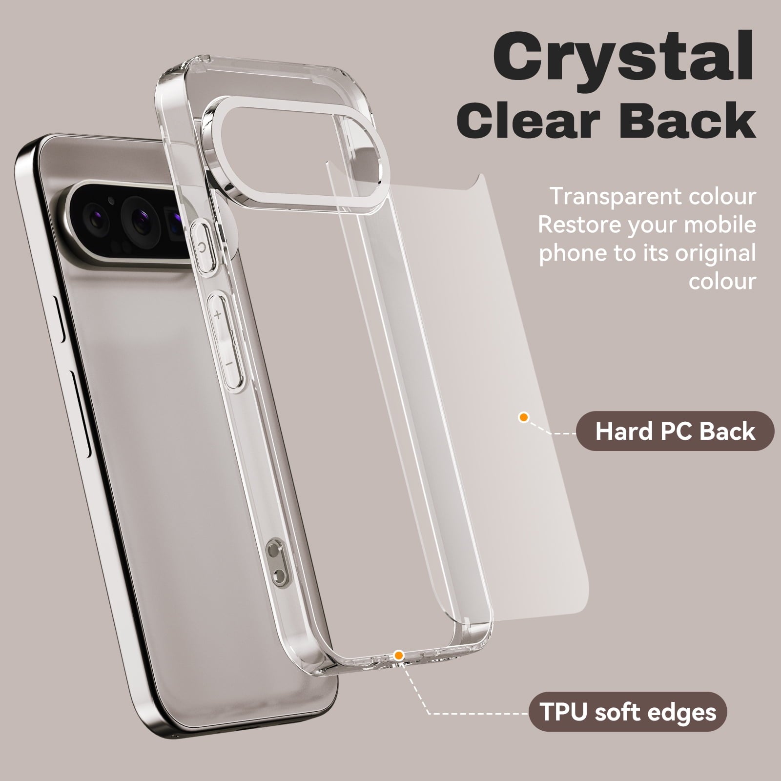 Entronix Bundle Compatible with Pixel 9 Pro XL - Clear Case & 1 Clear Screen Protector