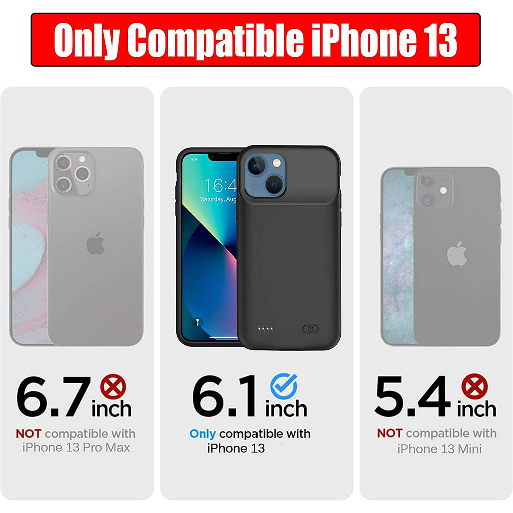 Entronix Case Compatible with iPhone 13 - [6000mAh] Charging Powerbank Cover