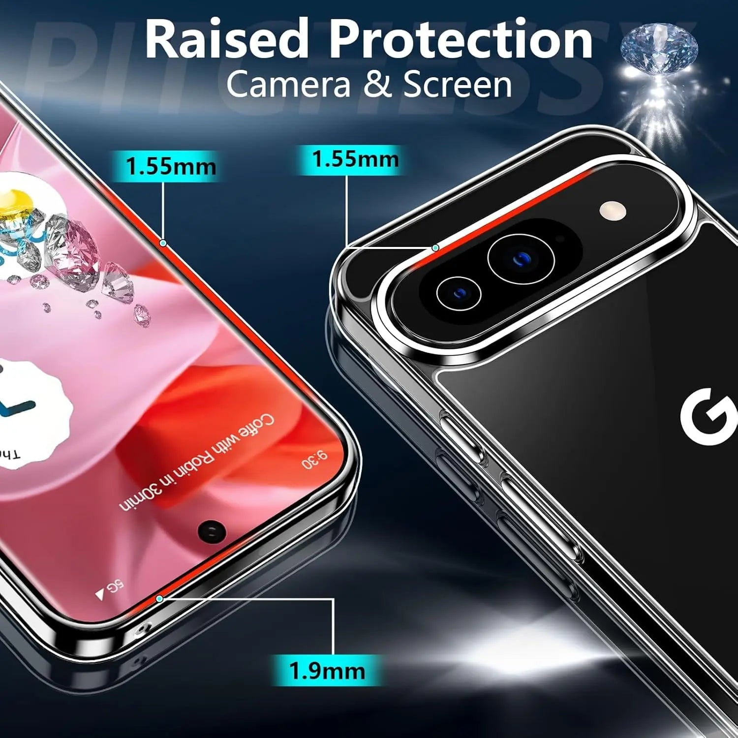 Entronix Bundle Compatible with Pixel 9 - Clear Case & 1 Clear Screen Protector - Entronix