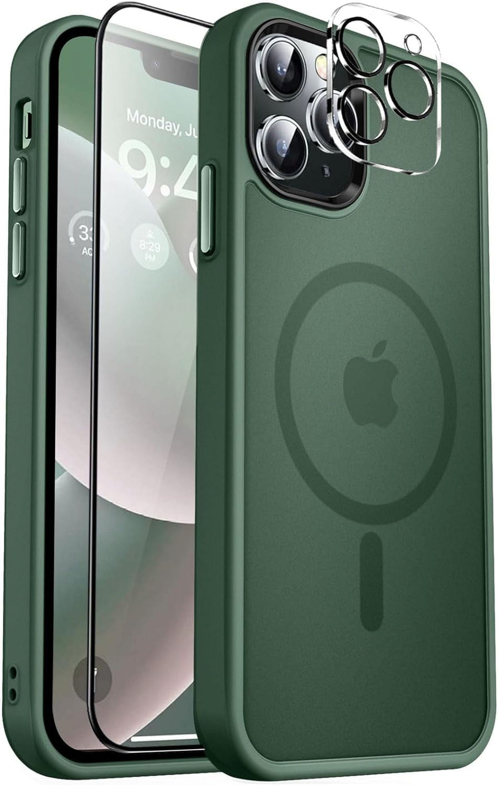 Entronix Apple iPhone 13 Pro Max 3-in-1 Bundle - [Magnetic] Translucent Matte Case, 1 Clear Screen Protector & 1 Camera Lens Protector, - Entro Retail