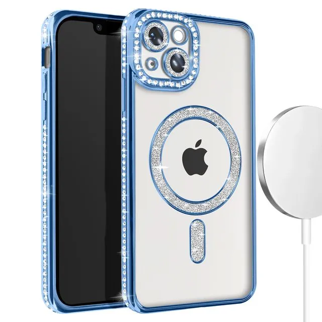 Entronix [Magnetic] Case Compatible with iPhone 14 Plus - [Clear Back] Luxury Diamonds - Entronix