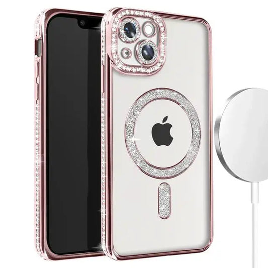 Entronix [Magnetic] Case Compatible with iPhone 14 - [Clear Back] Luxury Diamonds - Entronix