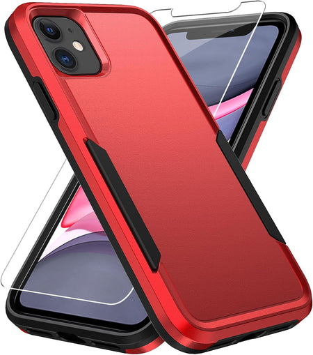 Entronix Heavy Duty Case Designed for Apple iPhone 12, 12 Pro with 1Pc Tempered Glass Screen Protector, Shockproof Dropproof Anti-Scratch Cover - Entro Retail