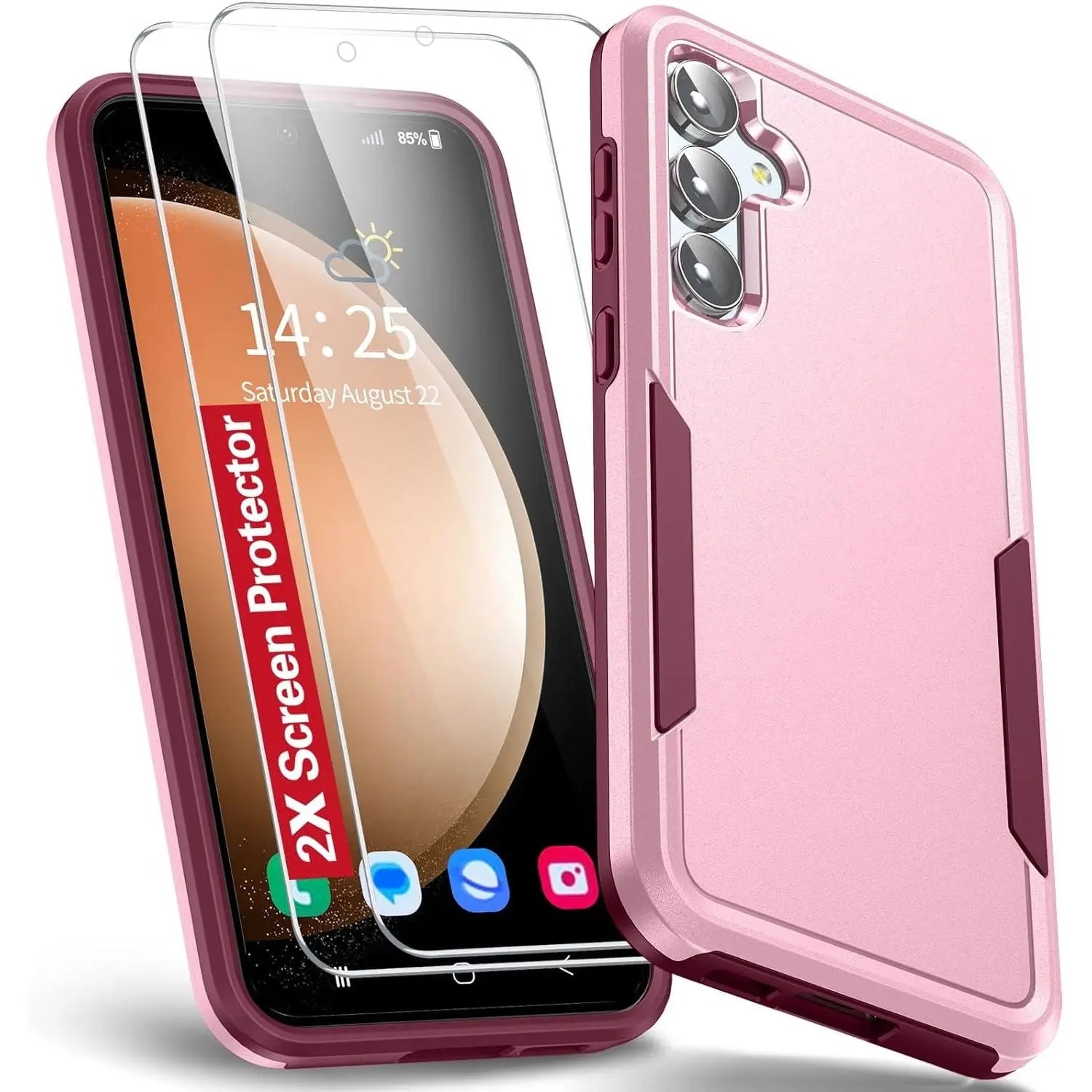 Entronix Heavy Duty Case Designed for Samsung Galaxy A15 Case with 2 Pack Tempered Glass Screen Protector, Shockproof Dropproof Anti-Scratch Case - Entro Retail