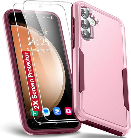 Entronix Heavy Duty Case Designed for Samsung Galaxy S23 Case with 2 Pack Tempered Glass Screen Protector, Shockproof Dropproof Anti-Scratch Case - Entro Retail