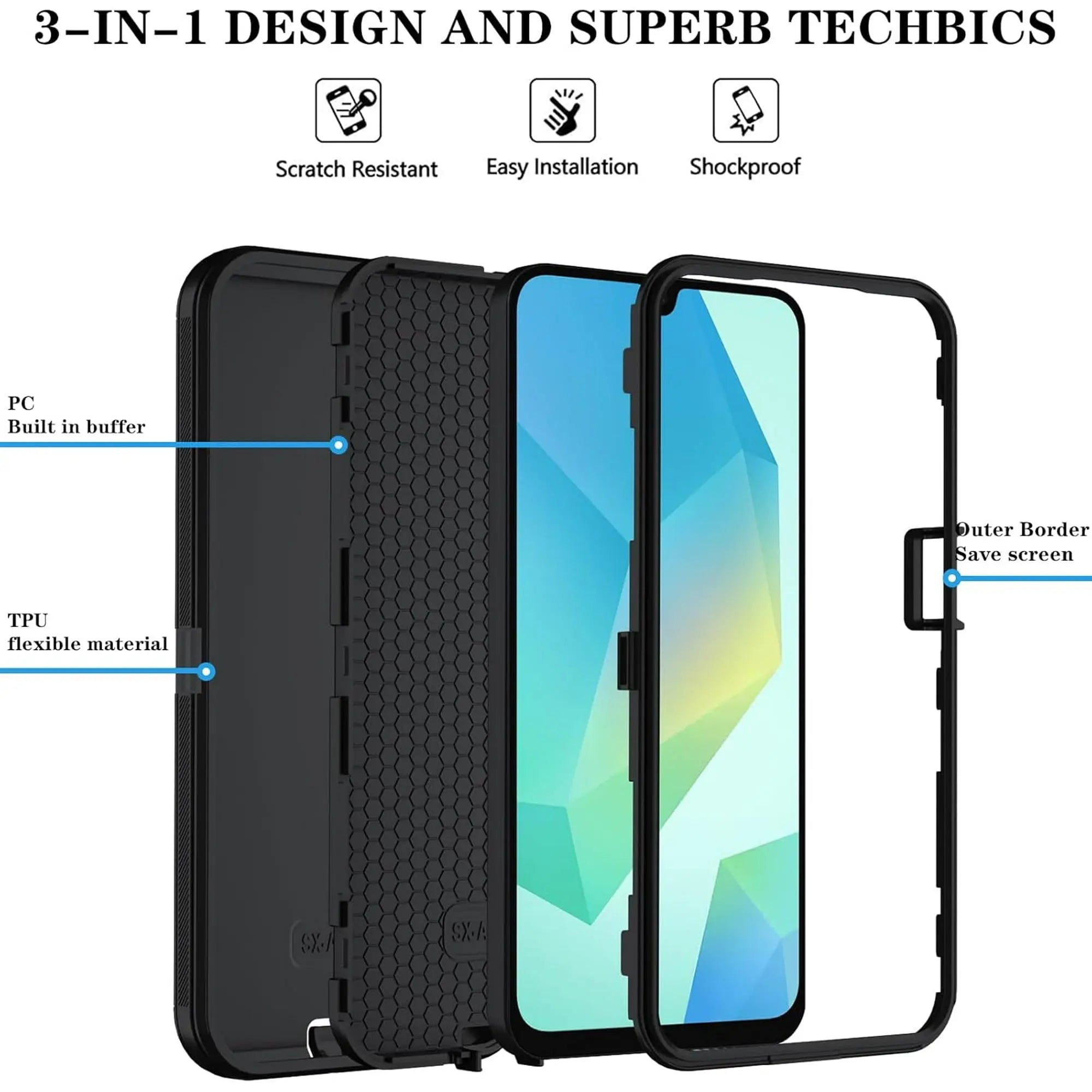 Entronix Case Compatible with Galaxy S24 FE - Triple-Layer Heavy Duty Protection - Entronix