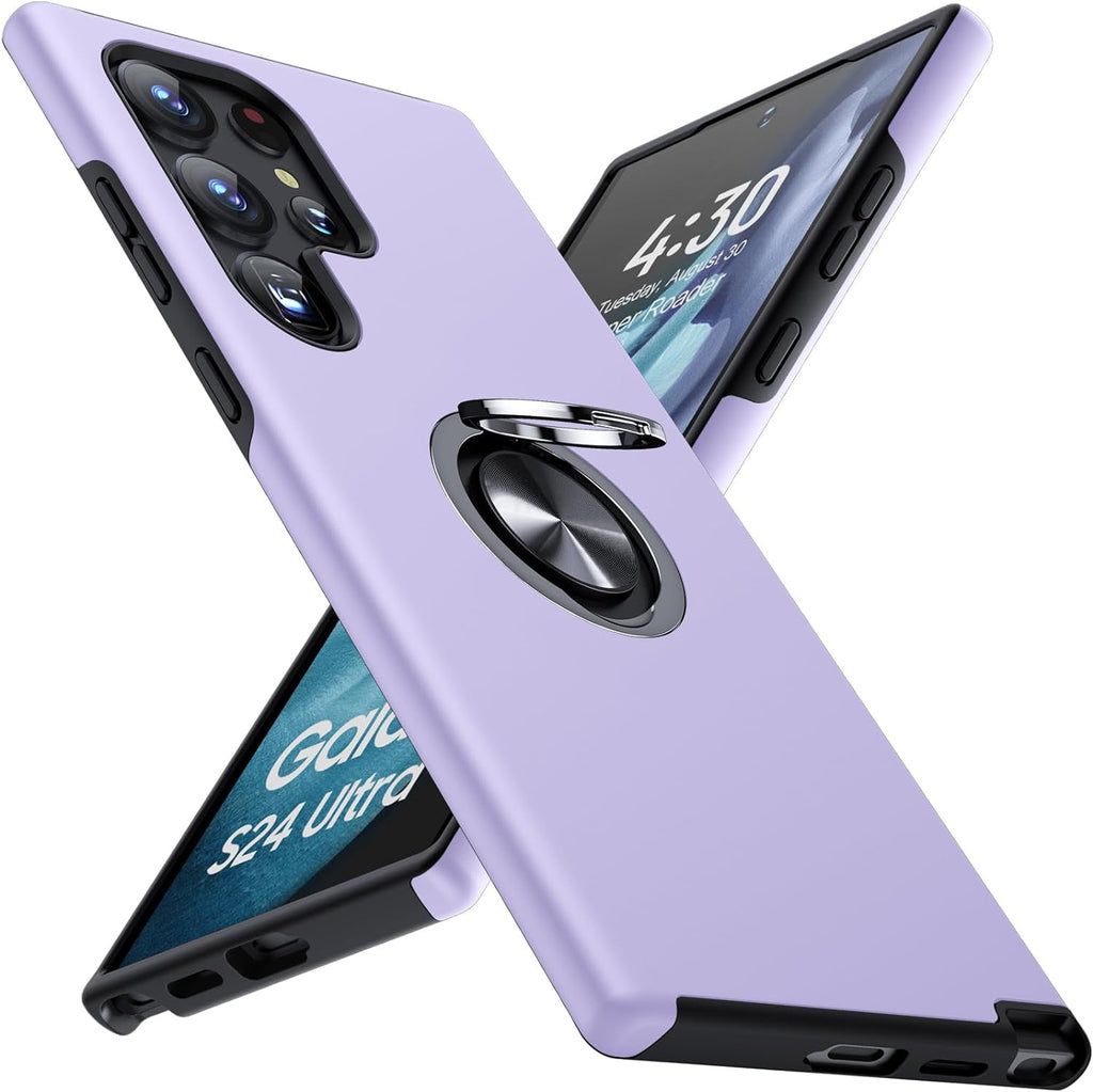 Entronix Case Designed for Samsung Galaxy S24 Ultra Heavy Duty with Built-in Kickstand, Dual Layer Protection Rotating Holder Ring, Sturdy Case - Entro Retail