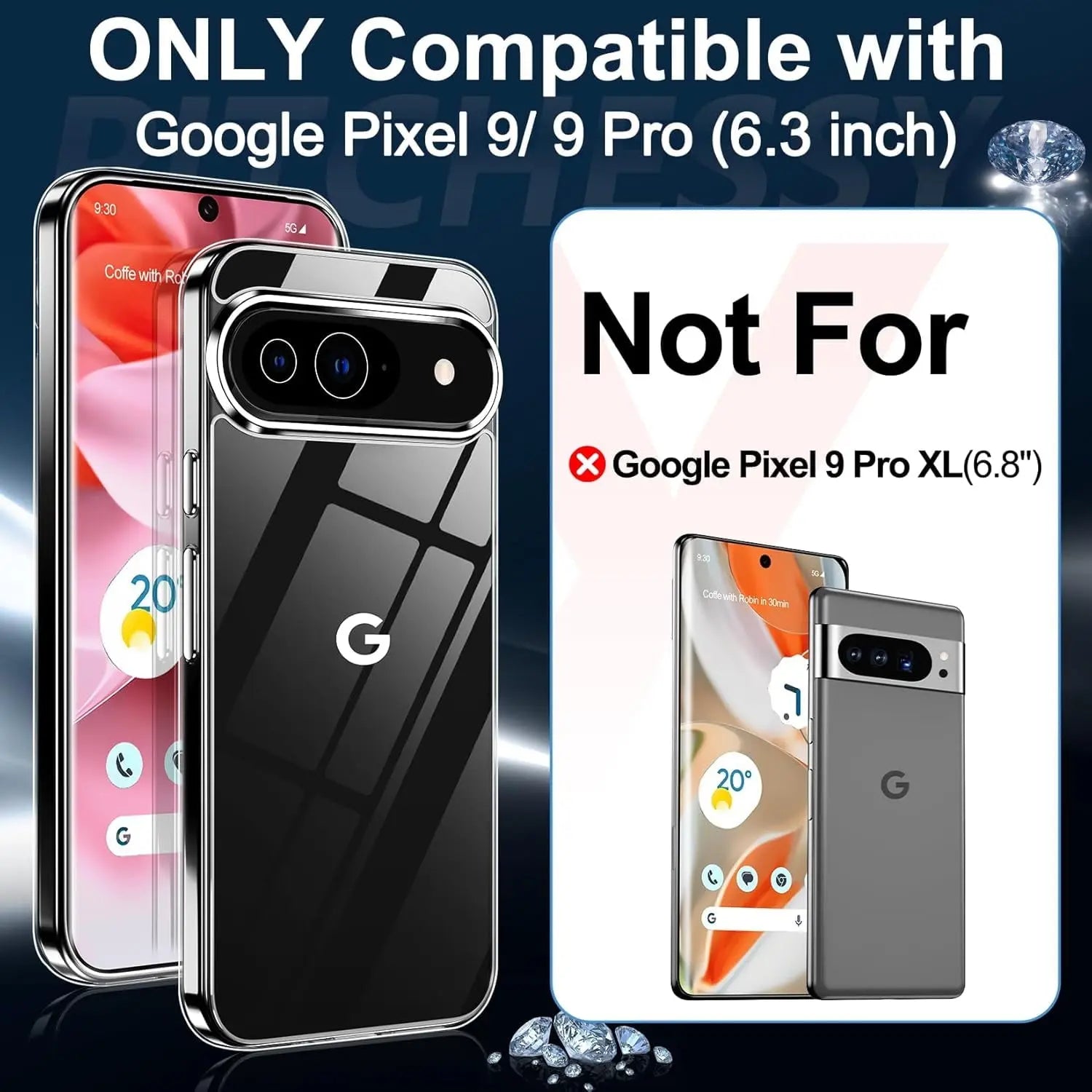 Entronix Bundle Compatible with Pixel 9 - Clear Case & 1 Clear Screen Protector - Entronix