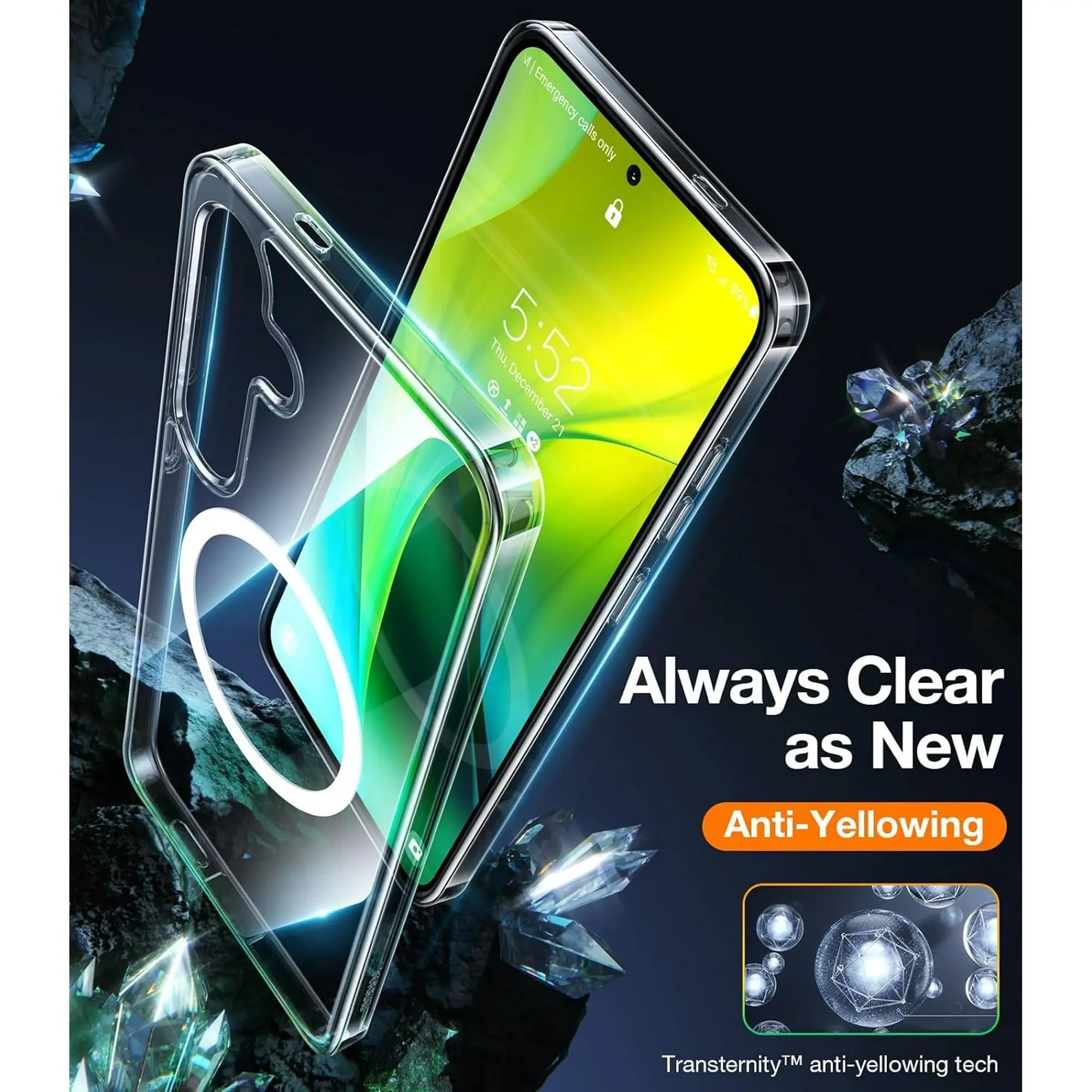 Entronix [Magnetic] Case Compatible with Galaxy S25 FE - [Hard Back] Slim Clear - Entronix