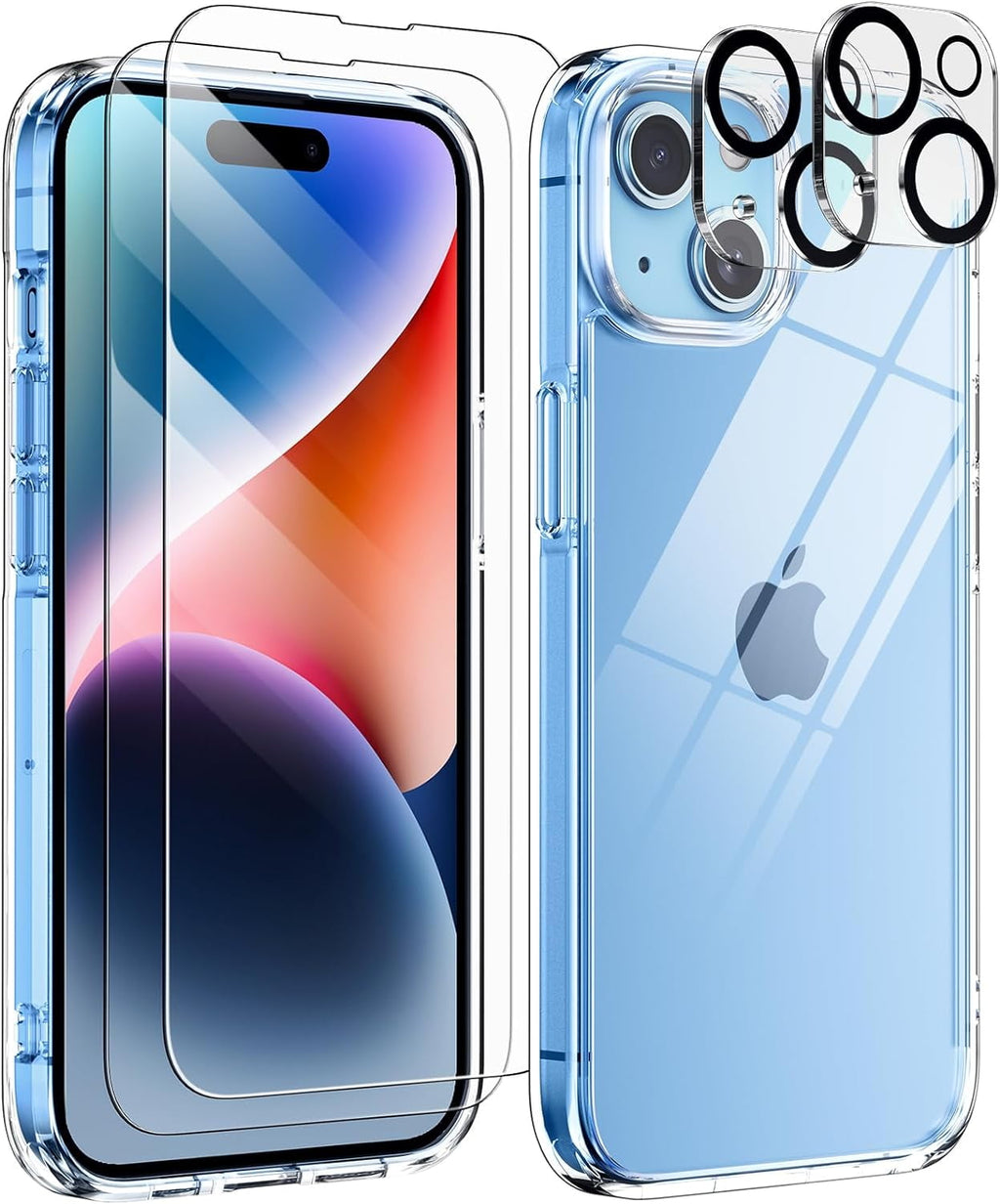 Entronix Case Heavy Duty Transparent Case for Apple iPhone 15 Plus Clear with 2 Screen Protector and Camera Lens, Shockproof Dropproof Slim Case - Entro Retail