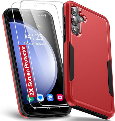 Entronix Heavy Duty Case Designed for Samsung Galaxy S23 FE Case with 2 Pack Tempered Glass Screen Protector, Shockproof Dropproof Anti-Scratch Case - Entro Retail
