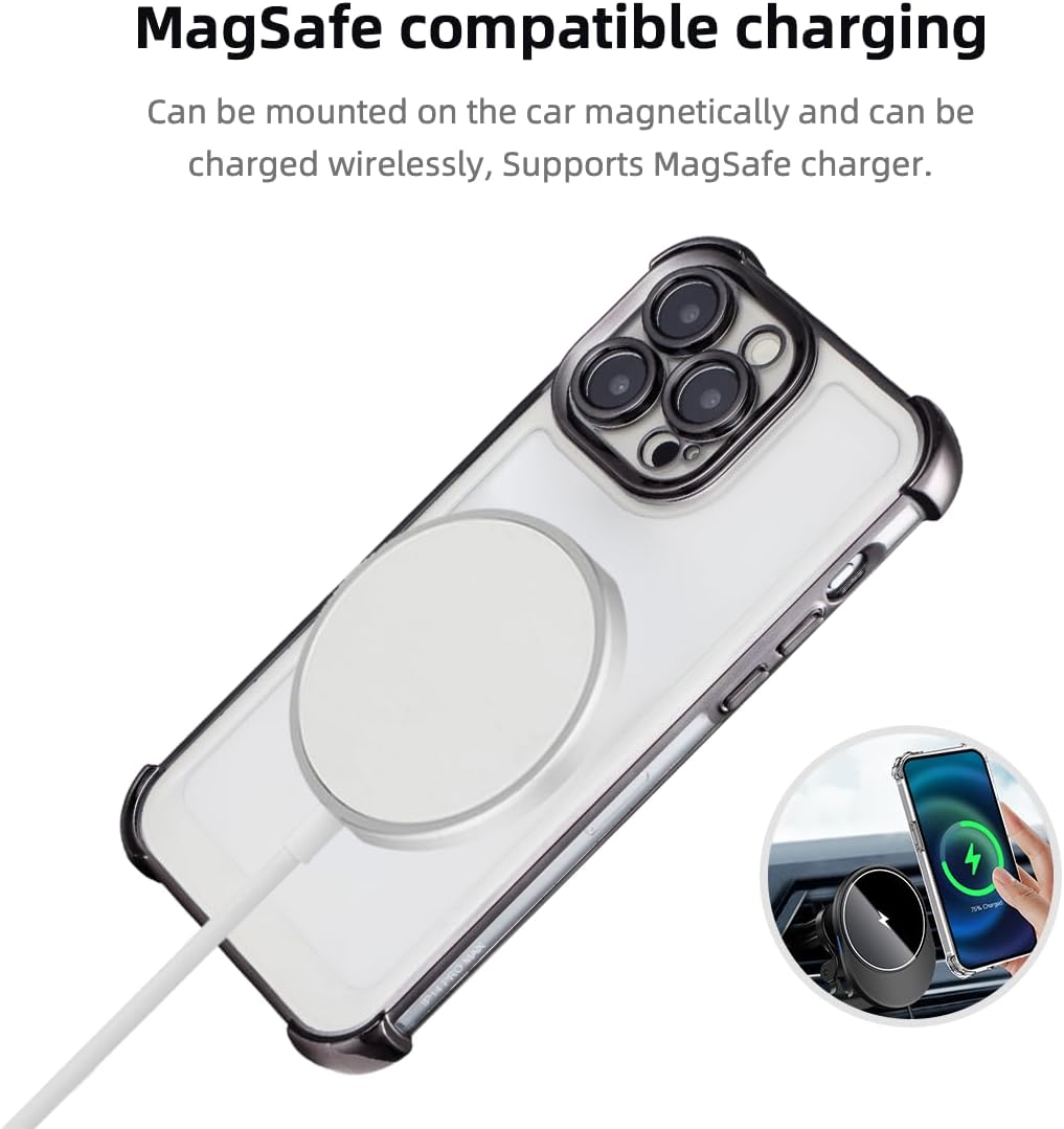 Entronix [Magnetic] Case Compatible with iPhone 14 Pro Max - [Clear Back] Luxury Glossy Gripstand