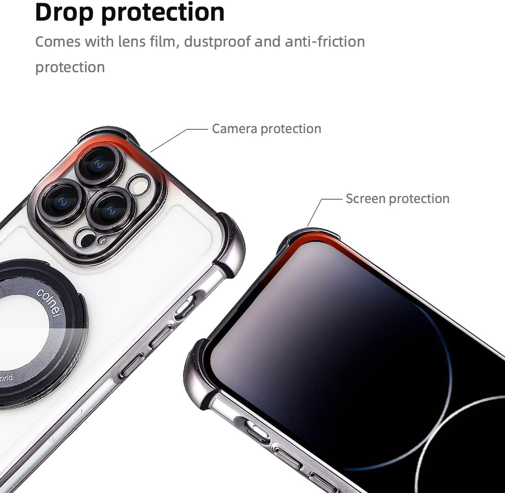 Entronix [Magnetic] Case Compatible with iPhone 14 Pro Max - [Clear Back] Luxury Glossy Gripstand