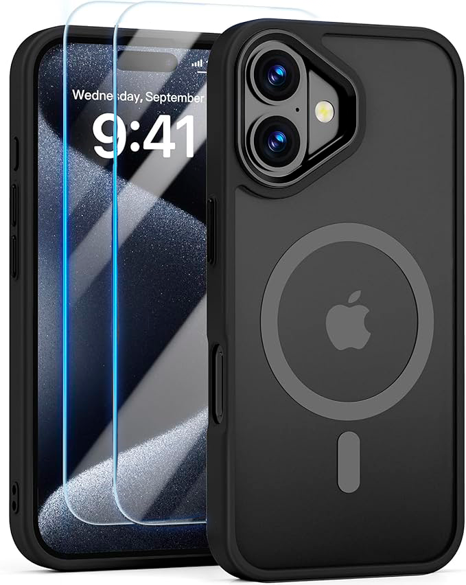 Entronix Apple iPhone 16 Plus [Magnetic-Compatible] Clear Case & 2 Tempered Glass Screen Protectors - Entronix