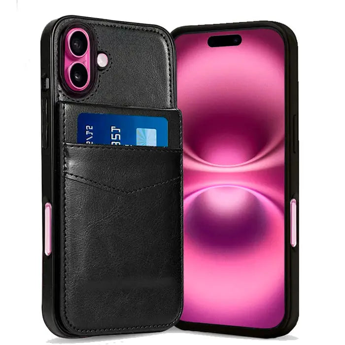 Entronix Wallet Case for Apple iPhone 16 Plus Leather Wallet Card Holder Case, Built In Kickstand with 6 Card Slots Holder - Entro Retail