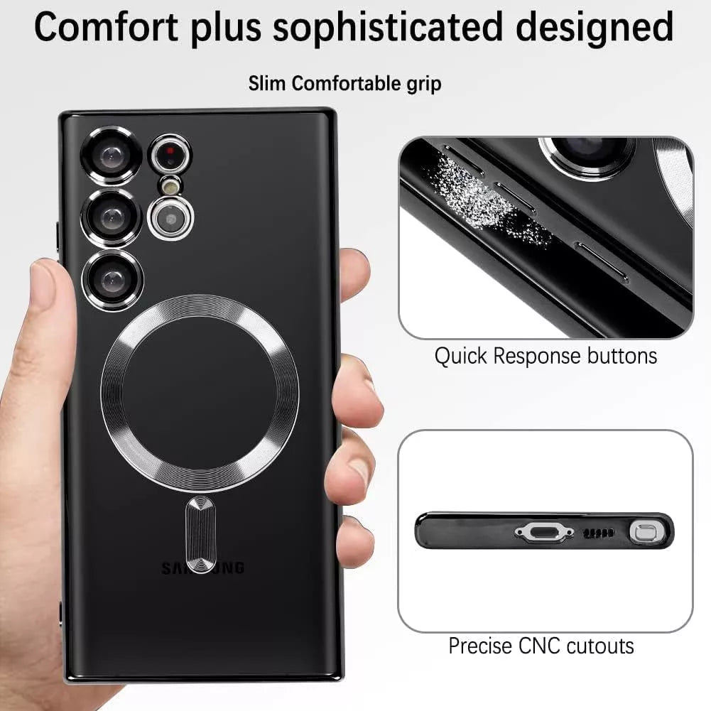 Entronix [Magnetic] Case Compatible with Galaxy S25 Ultra - [Clear Back] Luxury Glossy Cover