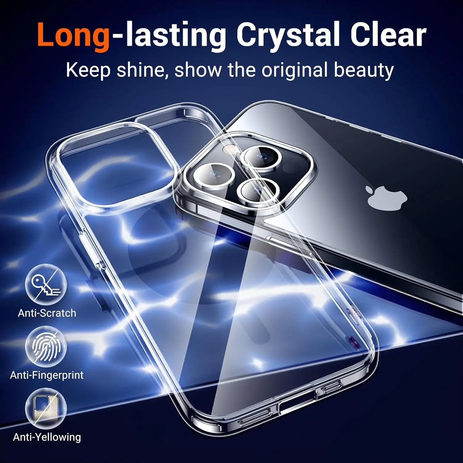 Entronix Bundle Compatible with iPhone 13 Pro Max - [Hard Back] Clear Case, 2 Clear Screen Protector & 2 Camera Lens Protectors - Entronix