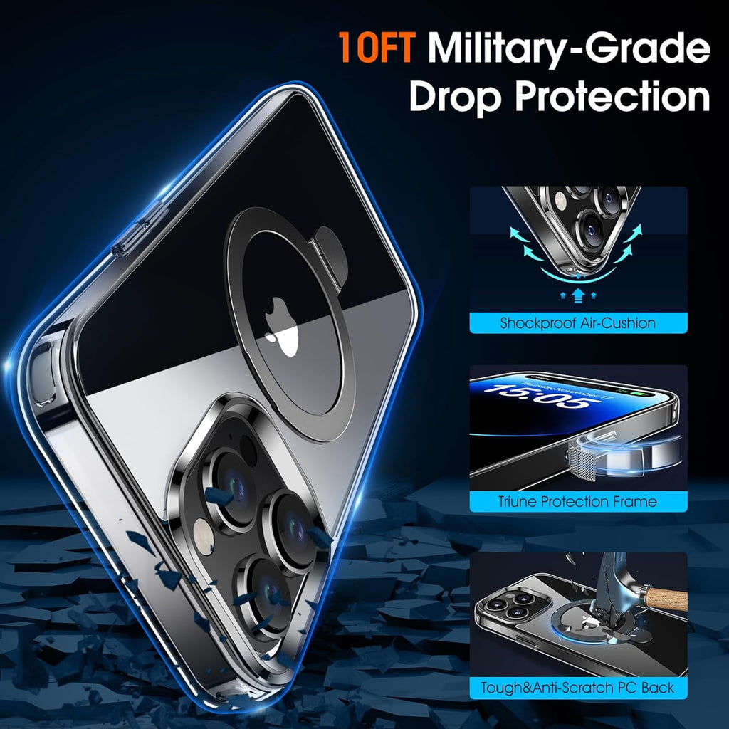 Entronix Apple iPhone 15 Plus/14 Plus [Magnetic-Compatible] Crystal Clear Case - Ring Holder, - Entronix