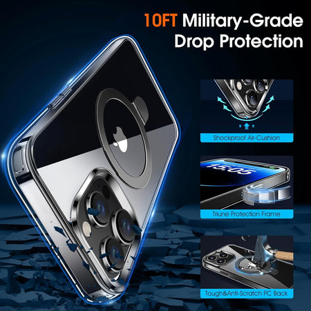 Entronix Apple iPhone 15 Plus/14 Plus [Magnetic-Compatible] Crystal Clear Case - Ring Holder, - Entronix
