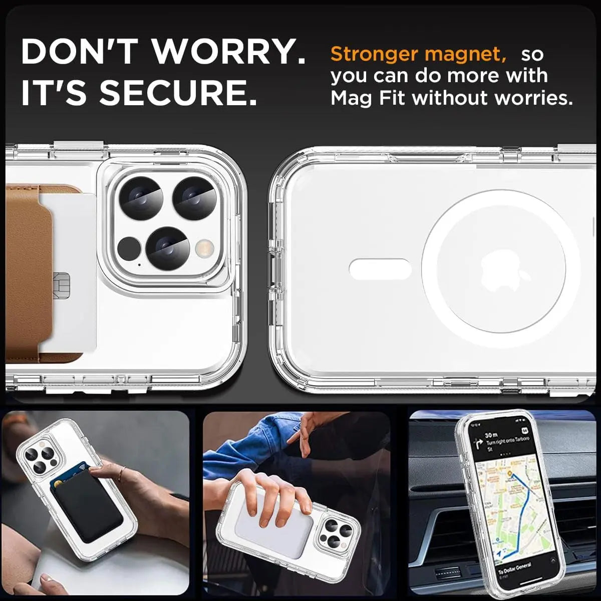 Entronix [Magnetic] Case Compatible with iPhone 15 Pro - [Clear] Triple-Layer Heavy Duty Protection - Entronix