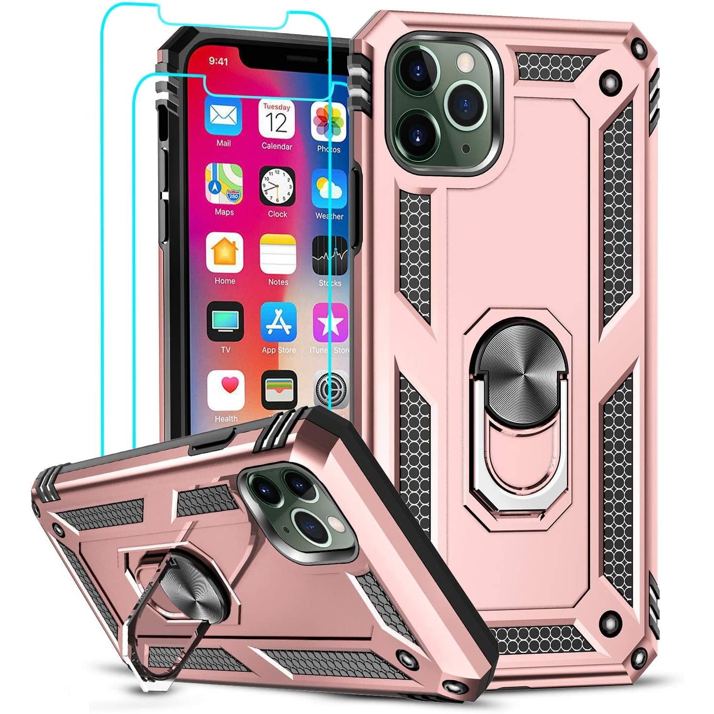 Entronix Apple iPhone 11 Case - Guard Ring Holder & 2 Clear Screen Protectors - Entro Retail