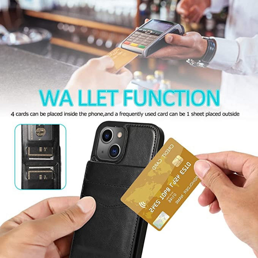 Entronix Case Compatible with iPhone 16E - [6 Slot Card Holder] Slim Leather Wallet