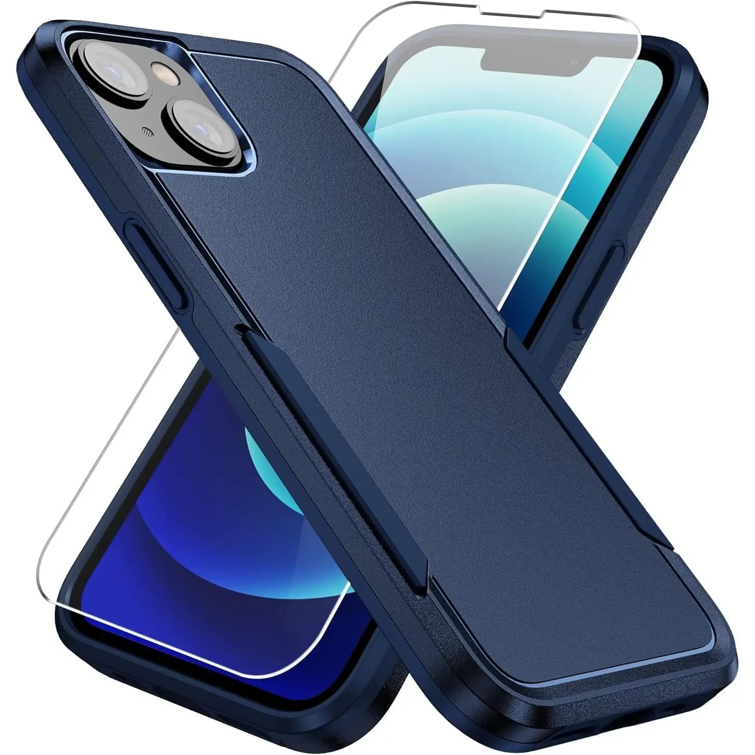 Entronix Heavy Duty Case Designed for Apple iPhone 15 with 1Pc Tempered Glass Screen Protector, Shockproof Dropproof Anti-Scratch Cover - Entro Retail