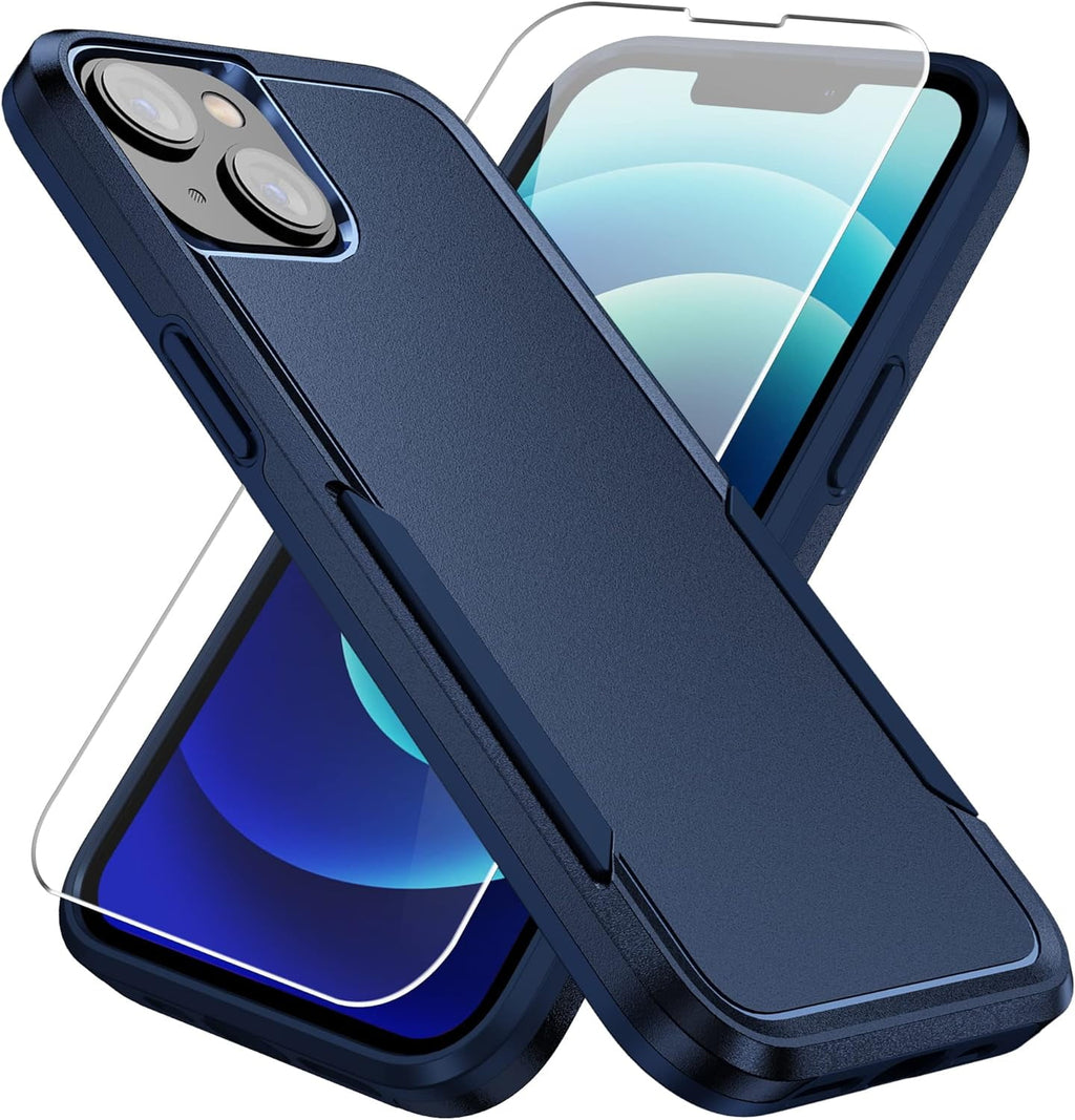 Entronix Heavy Duty Case Designed for Apple iPhone 15 with 1Pc Tempered Glass Screen Protector, Shockproof Dropproof Anti-Scratch Cover - Entro Retail