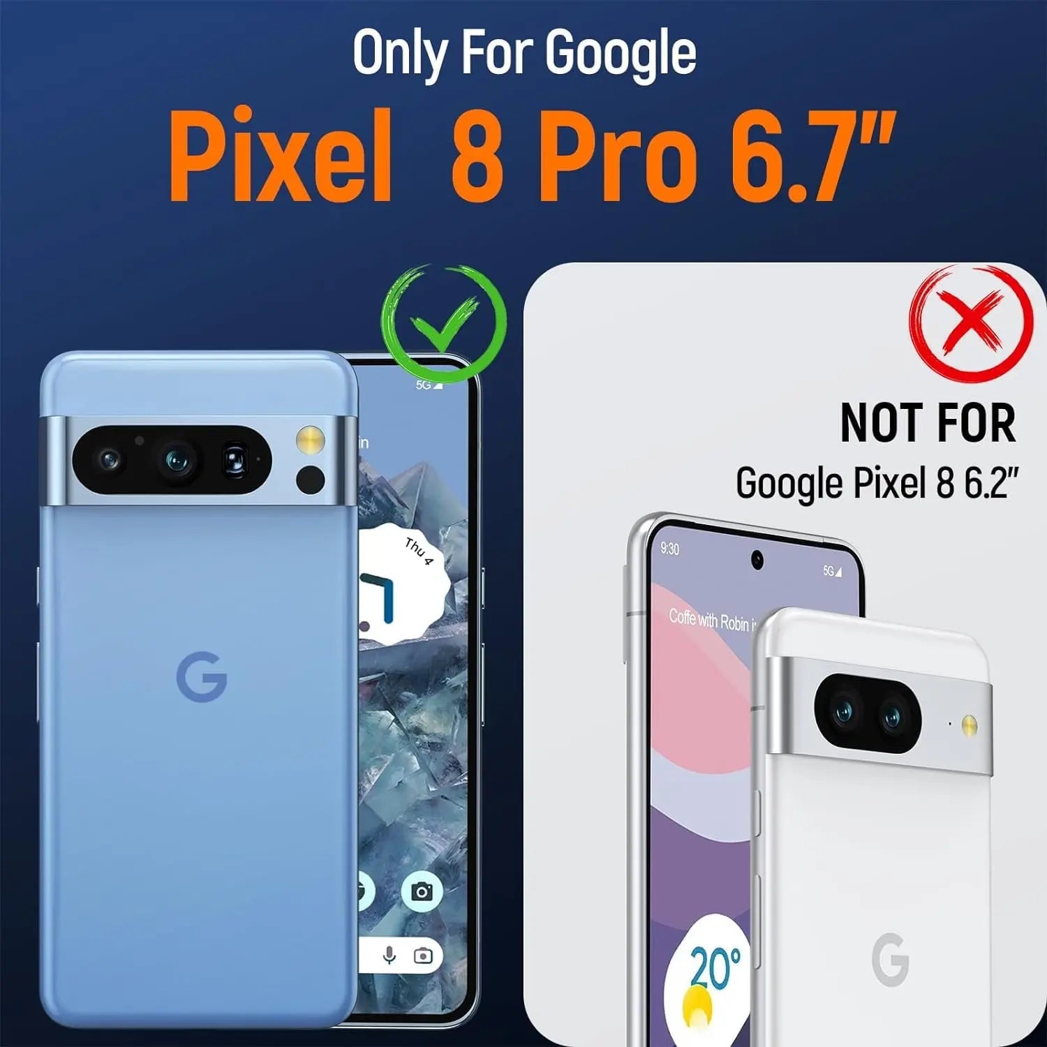 Entronix Bundle Compatible with Pixel 8 Pro - Clear Case, 2 Clear Screen Protector & 2 Camera Lens Protector - Entronix