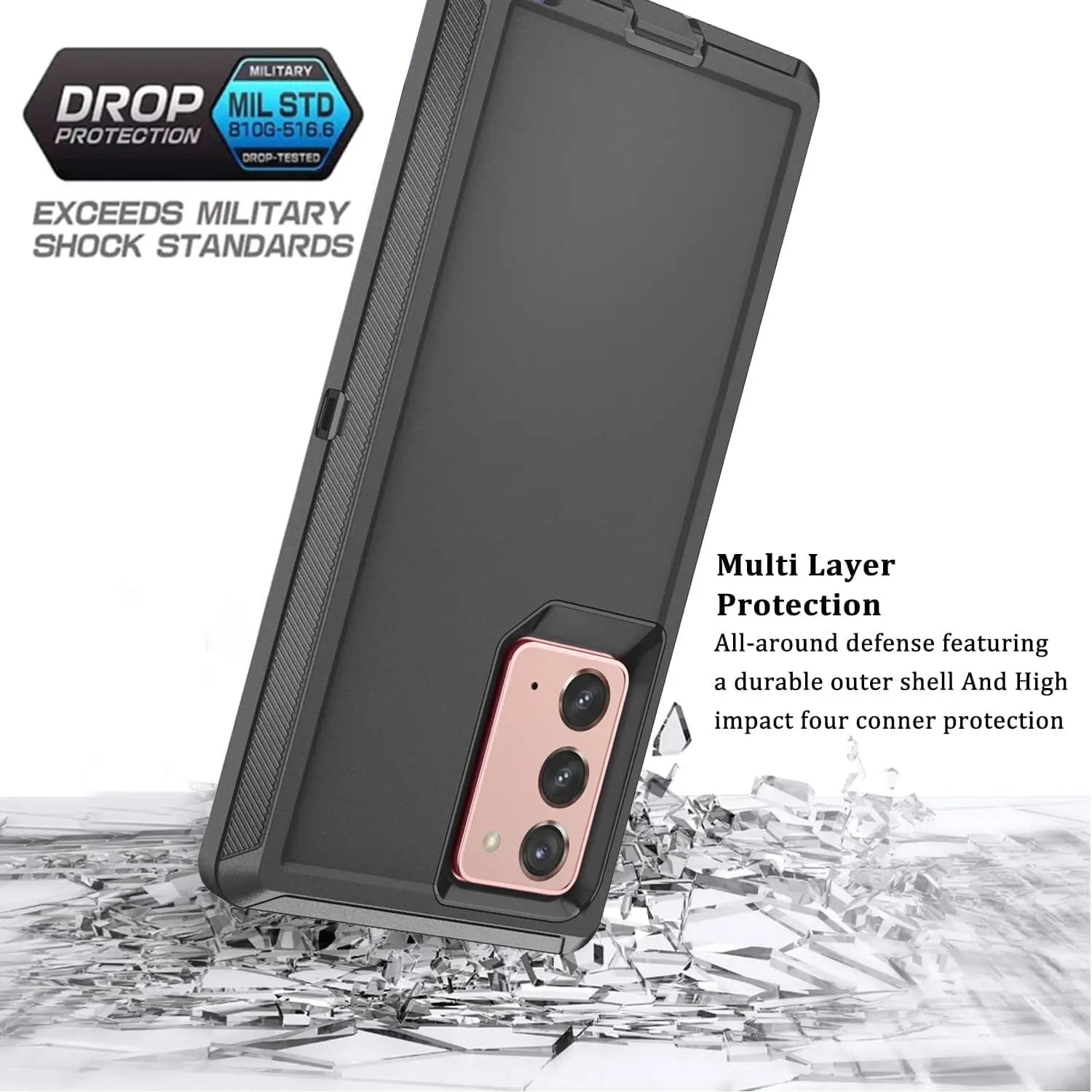 Entronix Bundle Compatible with Galaxy Note 10 - Heavy Duty Case & 2 Clear Screen Protectors - Entronix