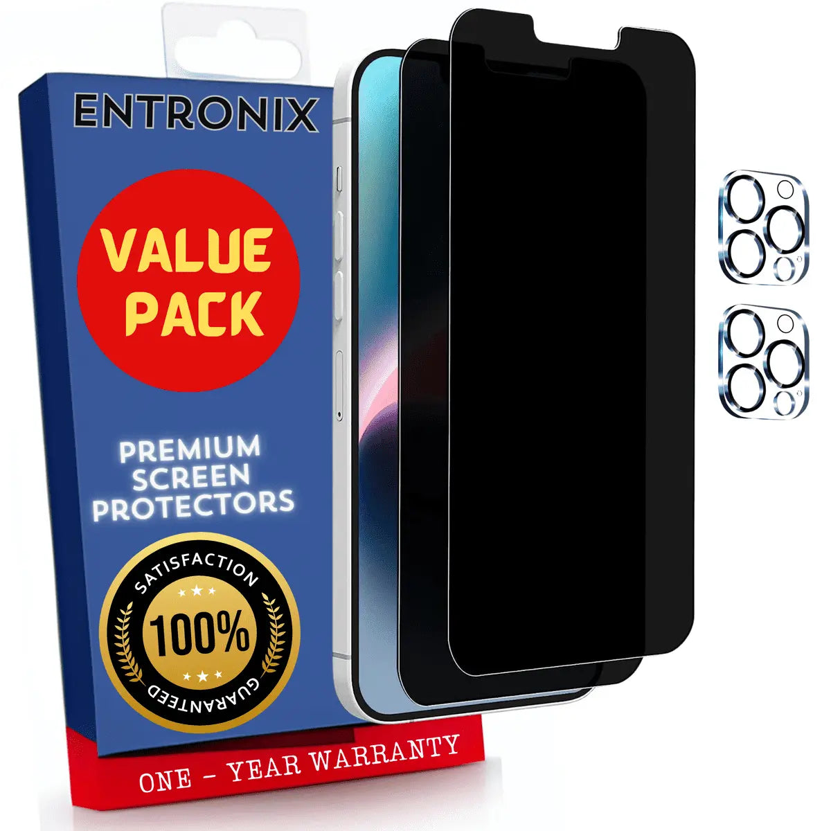 Entronix Case Screen Protector Bundle with Camera Cover Designed for Apple iPhone 13 Pro Privacy 9H Hardness,Bubble Free Easy Install,2 PACK - Entro Retail