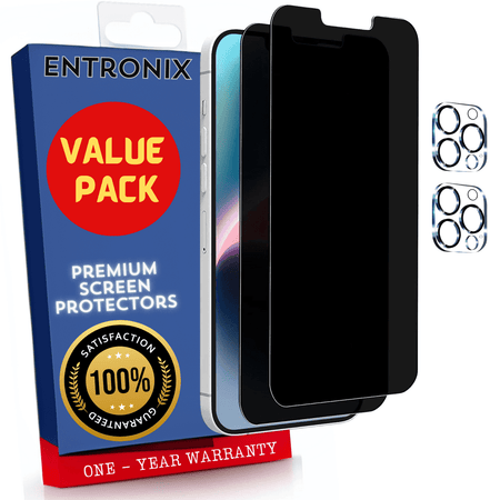 Entronix Case Screen Protector Bundle with Camera Cover Designed for Apple iPhone 13 Pro Privacy 9H Hardness,Bubble Free Easy Install,2 PACK - Entro Retail