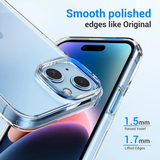 Entronix Bundle Compatible with iPhone 15 Plus - [Hard Back] Clear Case, 2 Clear Screen Protector & 2 Camera Lens Protectors - Entronix