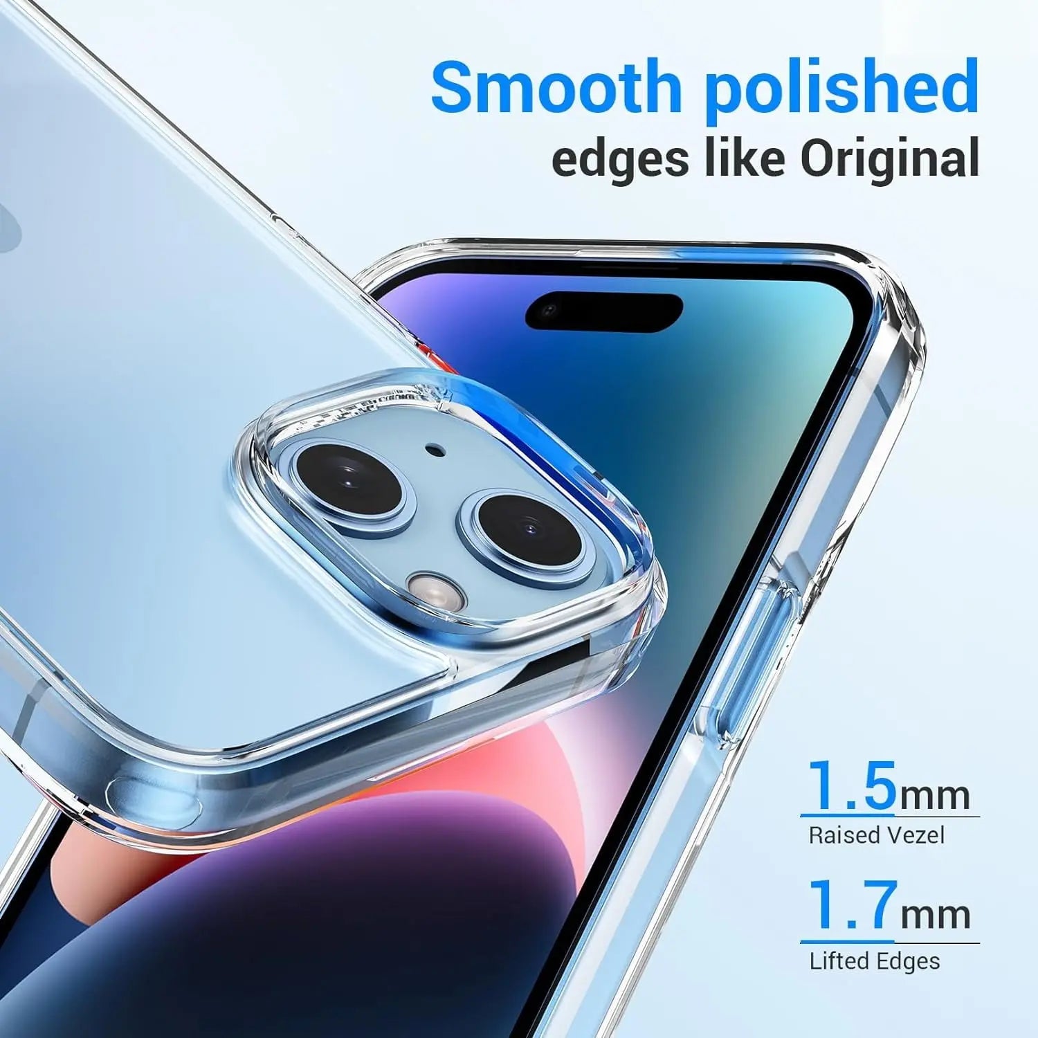 Entronix Bundle Compatible with iPhone 15 - [Hard Back] Clear Case, 2 Clear Screen Protector & 2 Camera Lens Protectors - Entronix