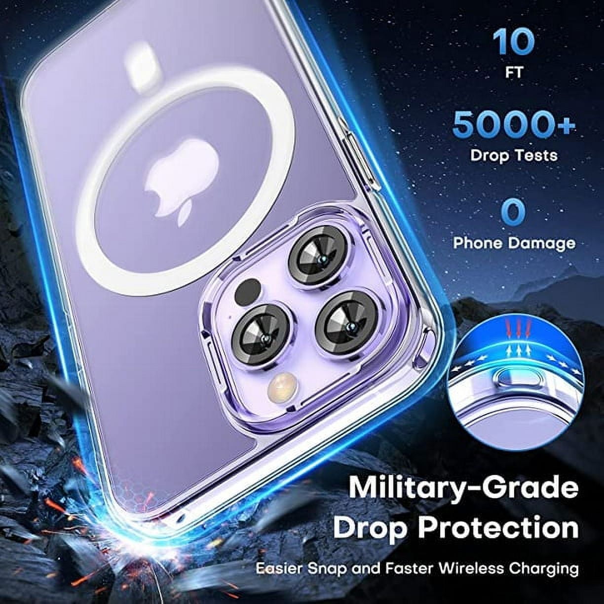 Entronix [Magnetic] Case Compatible with iPhone 15 Pro - [Hard Back] Slim Clear