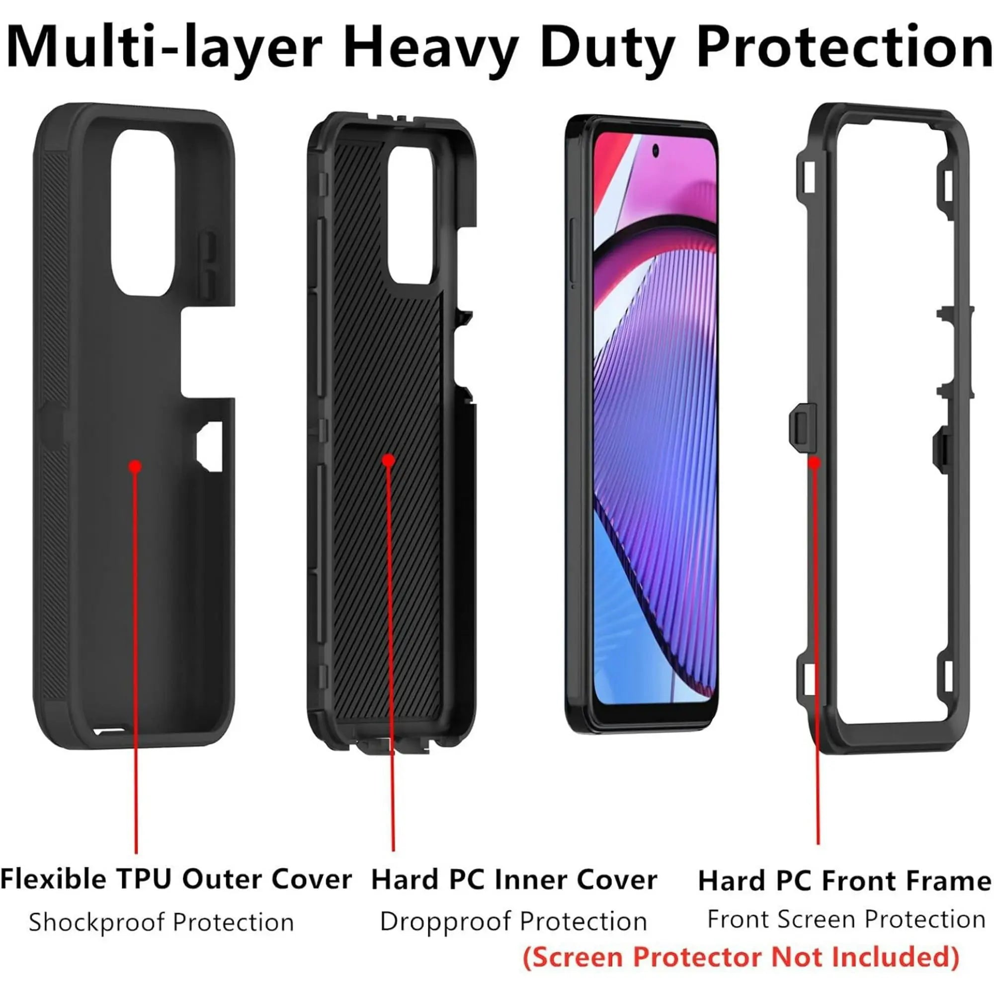 Entronix Bundle Compatible with Pixel 6a - Heavy Duty Case & 1 Clear Screen Protector - Entronix