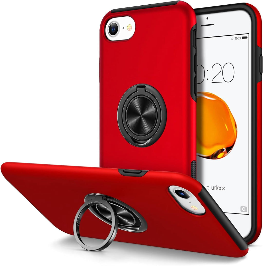 Entronix Case Designed for Apple iPhone SE,8,7 Heavy Duty with Built-in Kickstand, Dual Layer Protection Rotating Holder Ring, Sturdy Case - Entro Retail
