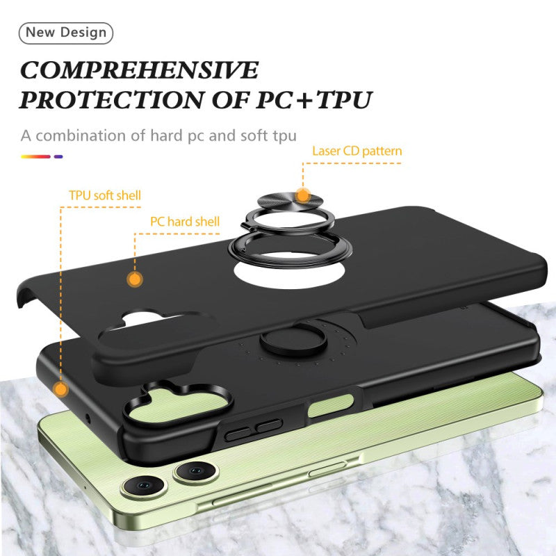 Entronix Bundle Compatible with Galaxy A06 - 360º Circular Ring Gripstand Case & 1 Clear Screen Protector