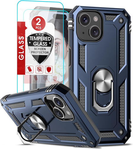 Entronix Apple iPhone 14 Plus Case - Guard Ring Holder & 2 Clear Screen Protectors - Entro Retail