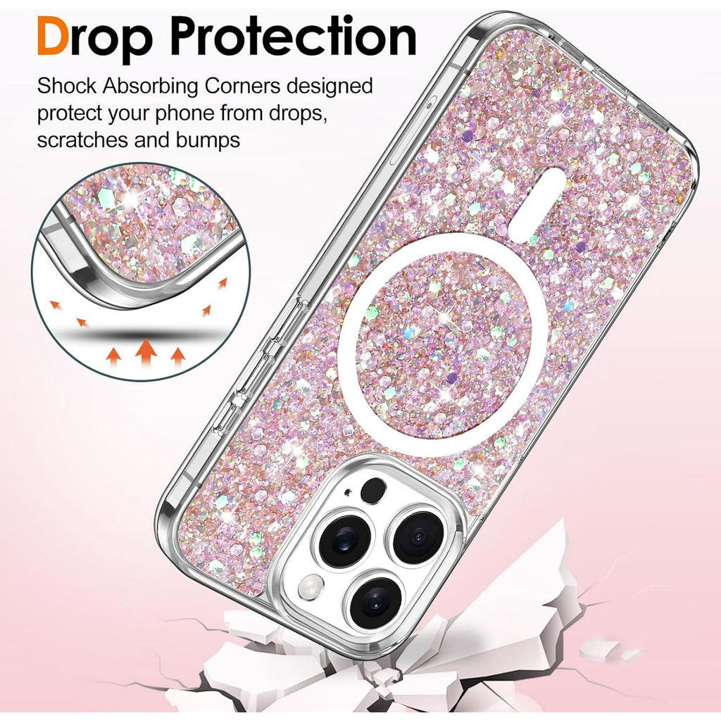 Entronix Apple iPhone 15 Pro Max/14 Pro Max [Magnetic-Compatible] Case - Glitter Flakes, - Entronix