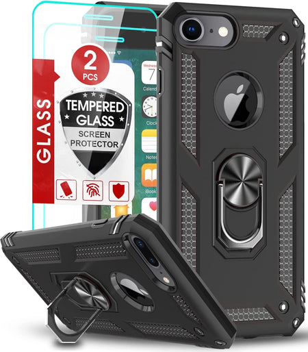 Entronix Apple iPhone 8/7/SE Case - Guard Ring Holder & 2 Clear Screen Protectors - Entro Retail