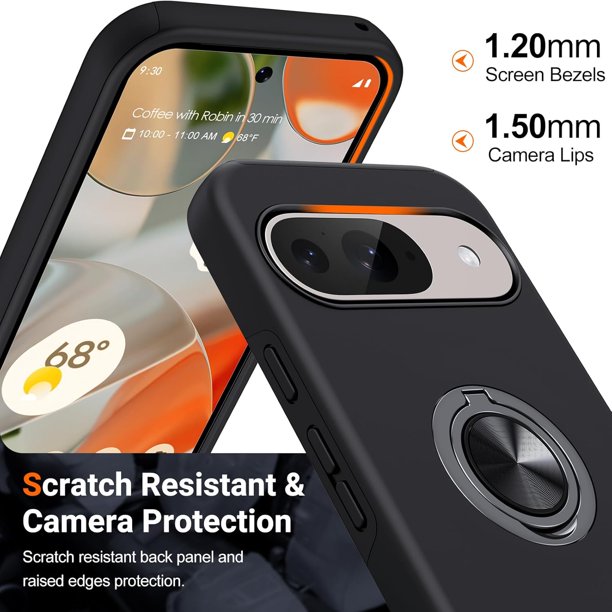Entronix Google Pixel 9/9 Pro Case - 360º Circular Ring Holder, - Entronix