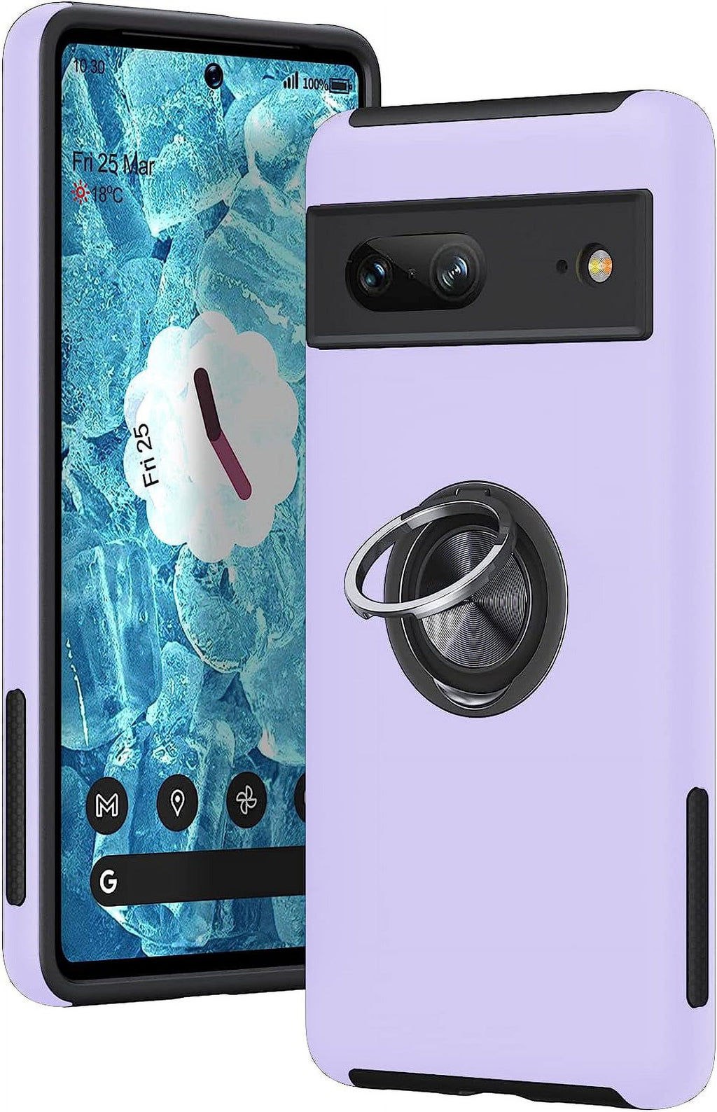 Entronix Case Designed for Google Pixel 7 Heavy Duty with Built-in Kickstand, Dual Layer Protection Rotating Holder Ring, Sturdy Case - Entro Retail