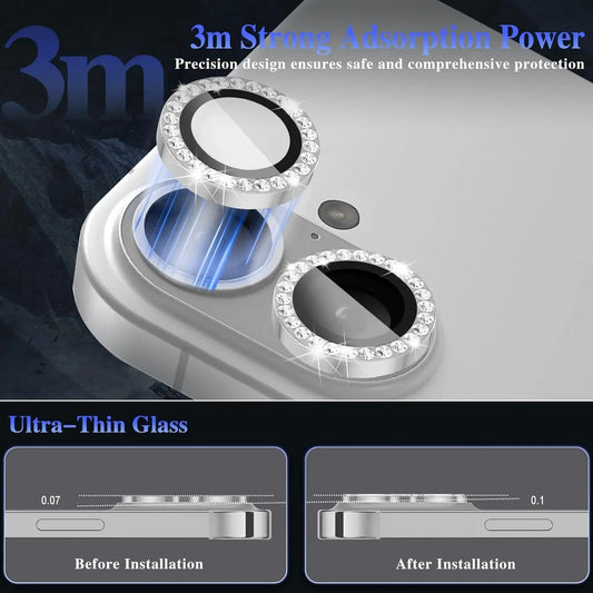 Entronix Camera Lens Protector Compatible with iPhone 17 - Luxury Diamond Metal Cover ENTRONIX