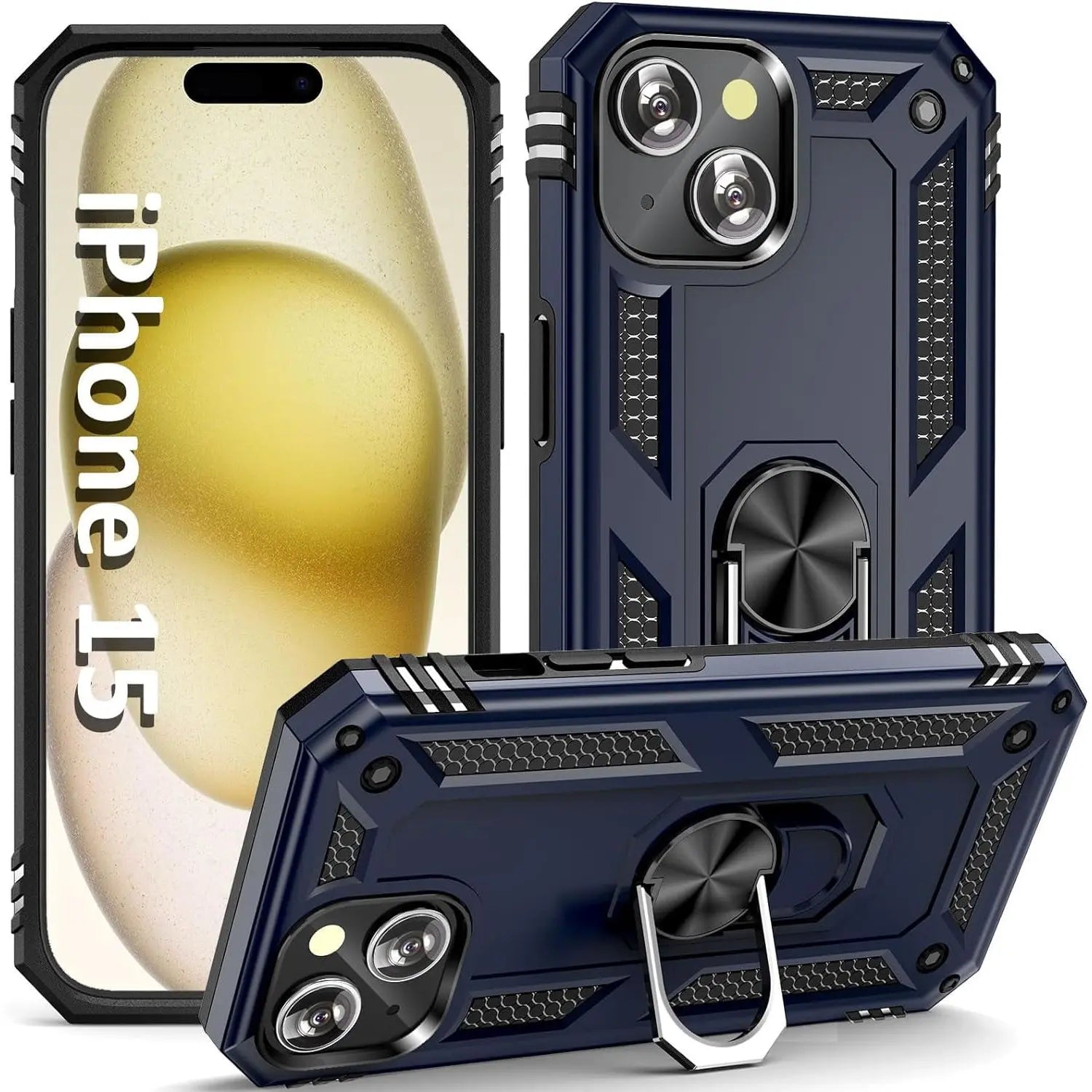 Entronix Apple iPhone 15 Case - Guard Ring Holder, Dual Layer Protection - Entro Retail