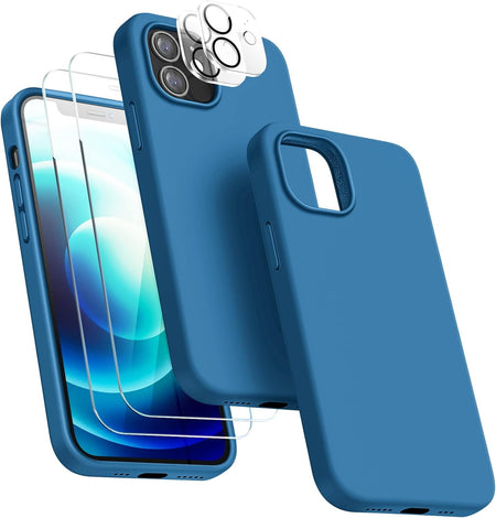 Entronix Silicone Case Designed for Apple iPhone 11 Liquid Silicone Case, 5 in 1 Bundle with 2 Clear Tempered Glass and 2 Camera Lens Shockproof Case - Entro Retail