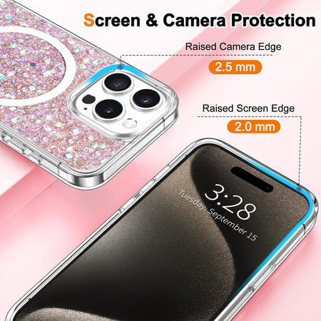 Entronix Apple iPhone 13 Pro Max/12 Pro Max [Magnetic-Compatible] Case - Glitter Flakes, - Entronix