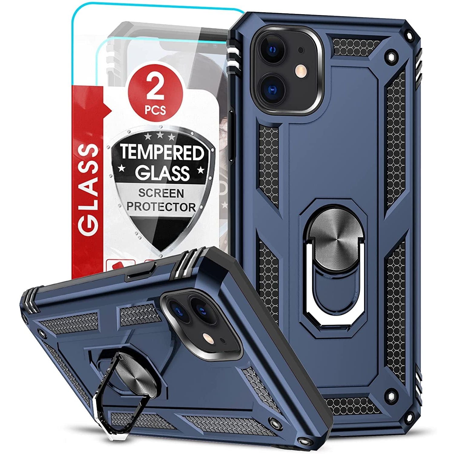 Entronix Apple iPhone 11 Case - Guard Ring Holder & 2 Clear Screen Protectors - Entro Retail