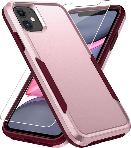 Entronix Heavy Duty Case Designed for Apple iPhone 11 with 1Pc Tempered Glass Screen Protector, Shockproof Dropproof Anti-Scratch Cover - Entro Retail